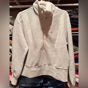 Grey Zip Ribbed Pullover NWT